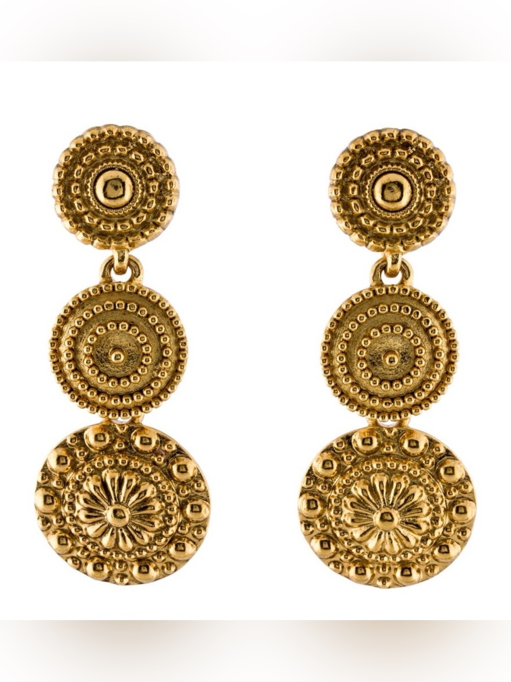Oscar de la Renta Clip-On Statement Textured Drop Earrings